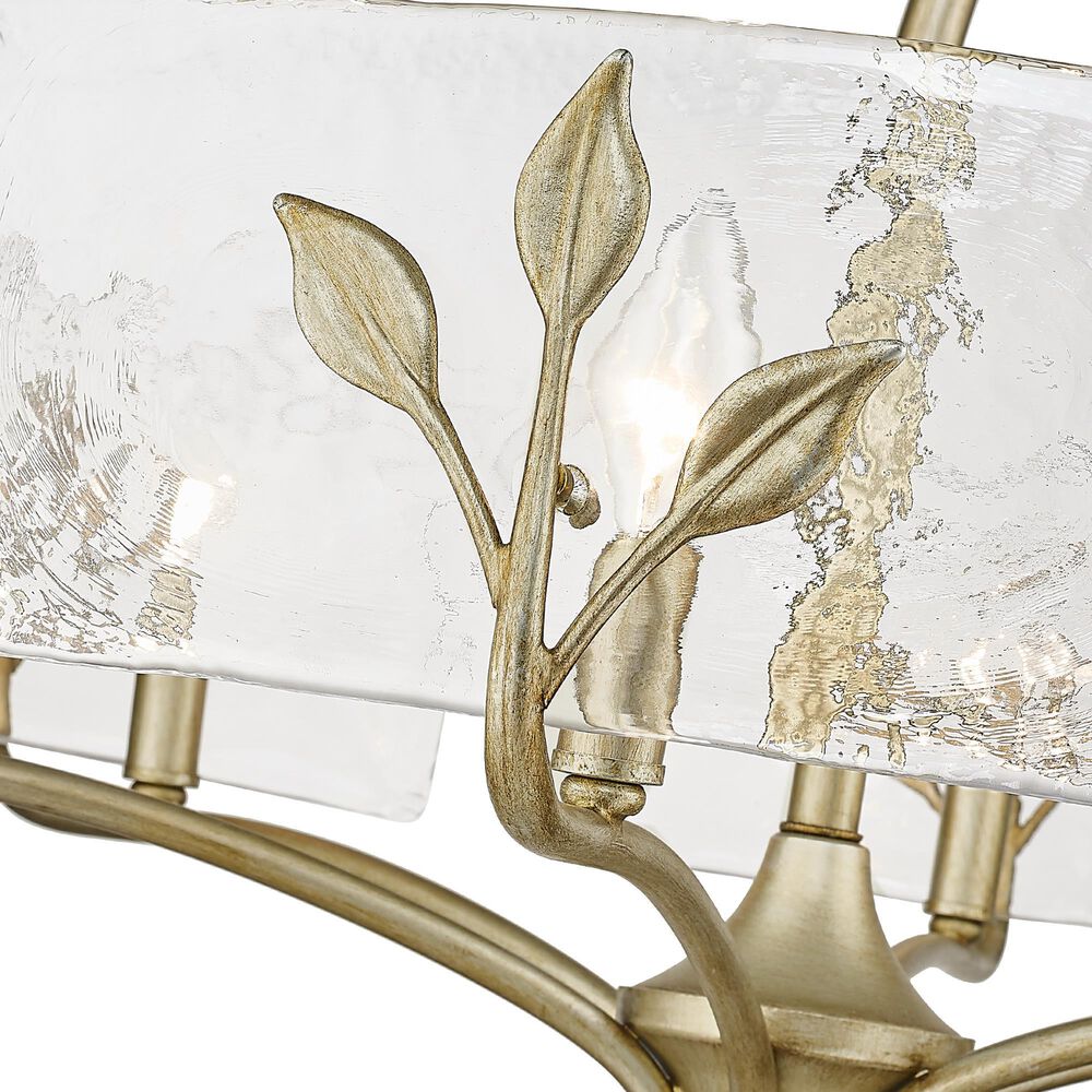 Golden Lighting Calla 6-Light Wide Chandelier with Hammered Water Glass Shade in White Gold, , large