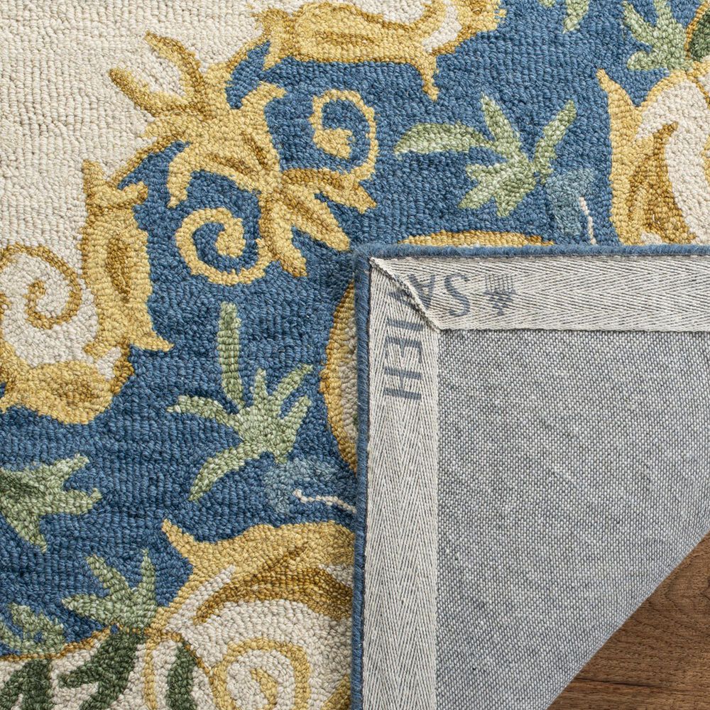 Safavieh Micro-Loop 2&#39;3&quot; x 7&#39; Cream and Blue Runner, , large
