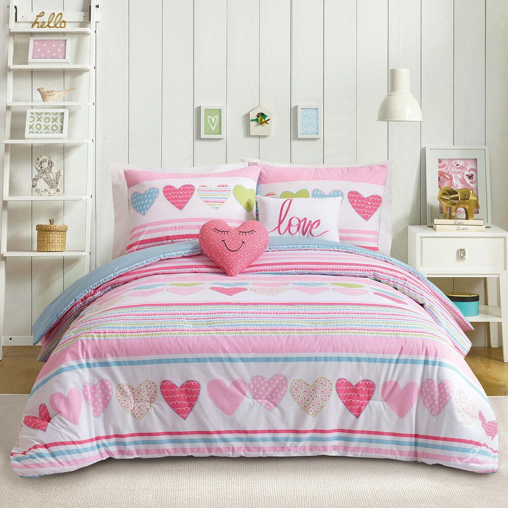 Peking Handicraft Daphne 5-Piece Full/Queen Comforter Set in Pink, , large