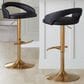 LumiSource Grotto Adjustable Bar Stool with Black Faux Leather Upholstery in Gold (Set of 2), , large