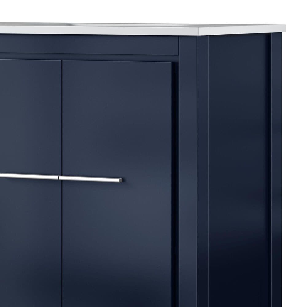 Lexora Home Lafarre 60&quot; Double Bathroom Vanity in Navy Blue with 2 cm White Quartz Top and Rectangular Sinks, , large