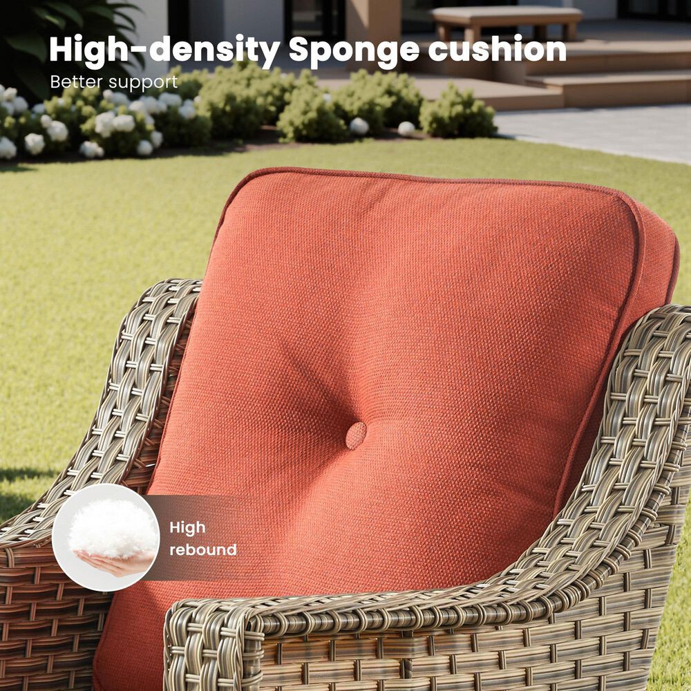 HOMLUX Outdoor Wicker Conversation Sofa in Coarse Orange, , large