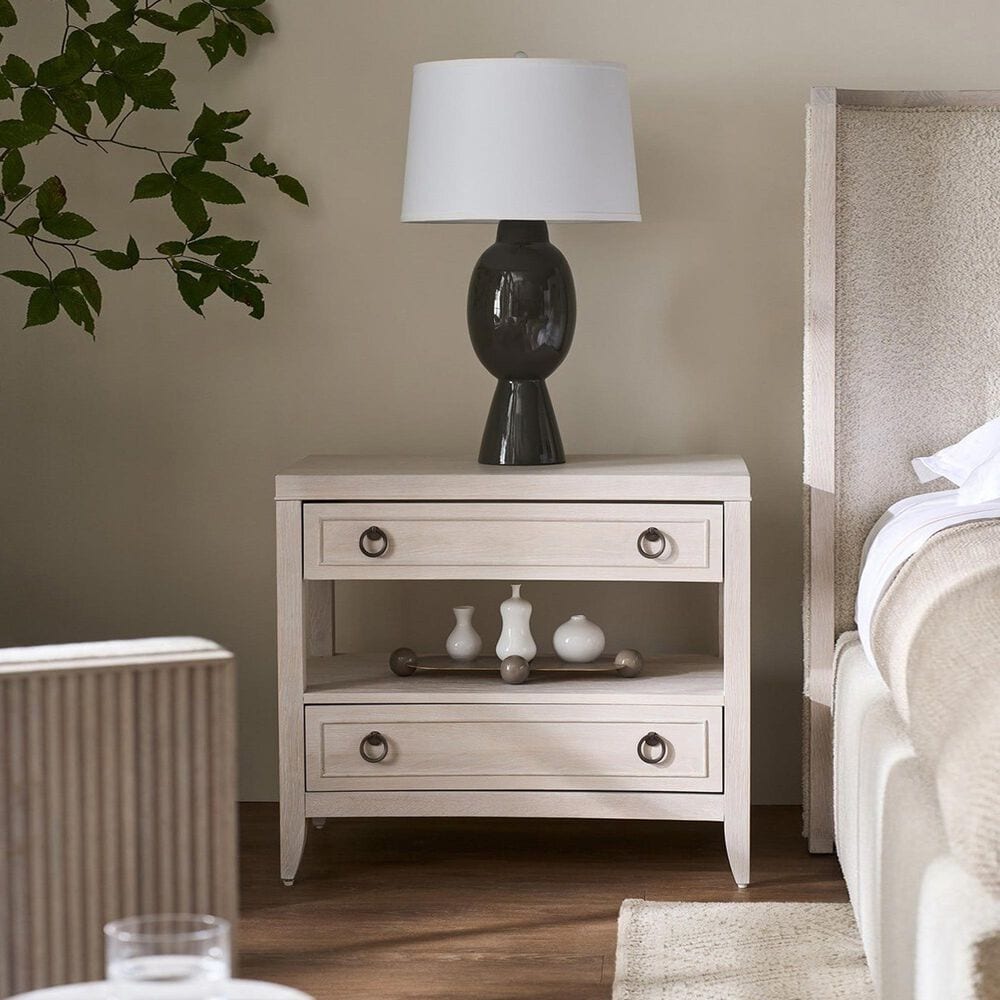 Universal Furniture Avaline 2 Drawer Nightstand in White Oak with AC and USB Outlet, , large