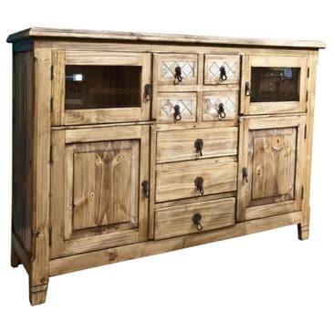 Santa Fe Rustic Rustic Solid Pine Sideboard with Doors and Drawers in Light Wax, , large