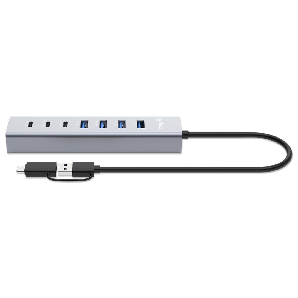 Manhattan 7-Port USB 3.0 Type-C/Type-A Combo Hub 3+4 in Space Gray, , large