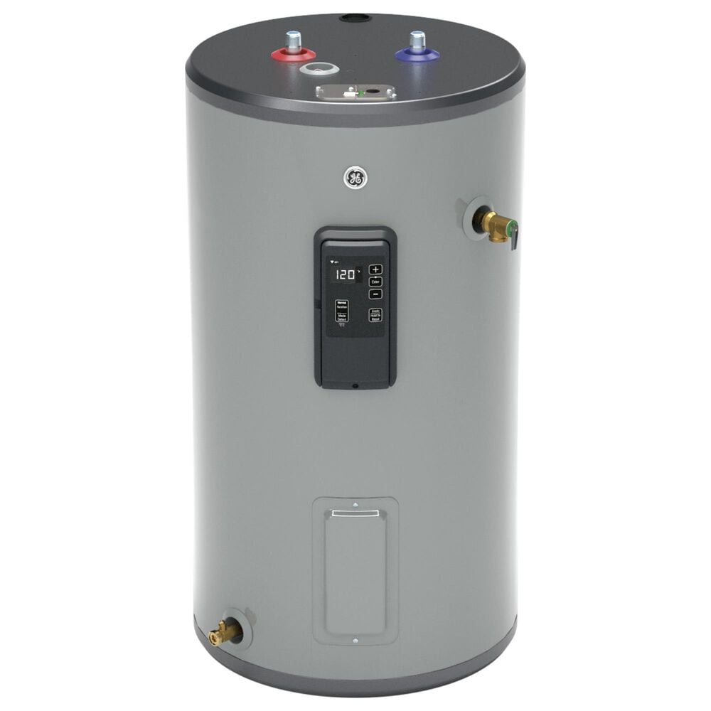 GE Appliances 30-Gallon Smart Short Electric Water Heater with Brass Drain Valve in Gray, , large