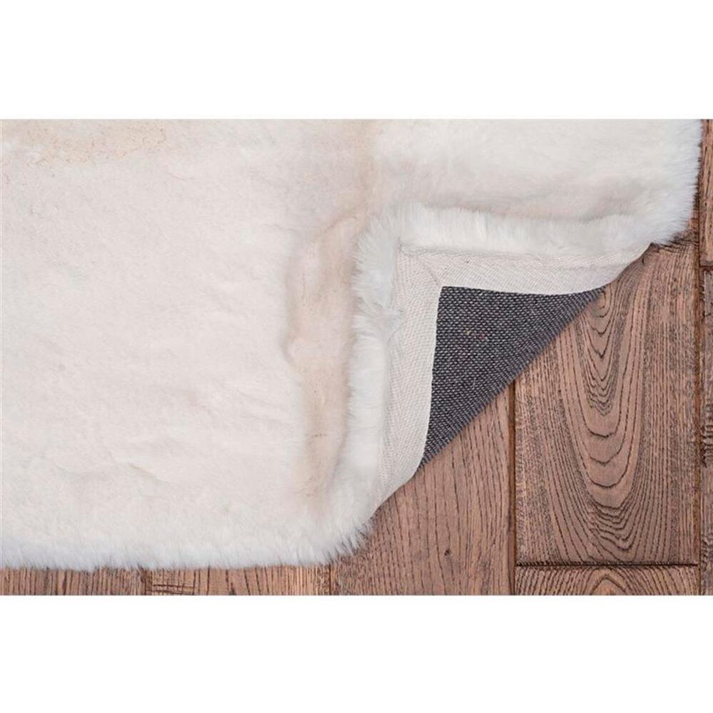 Linon Maven Faux Rabbit 5&#39; x 7&#39; White Area Rug, , large