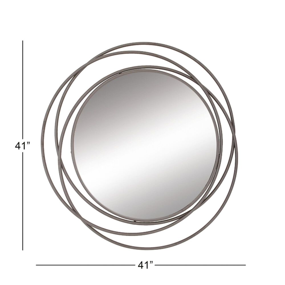 Maple and Jade Metal Round Wall Mirror, , large