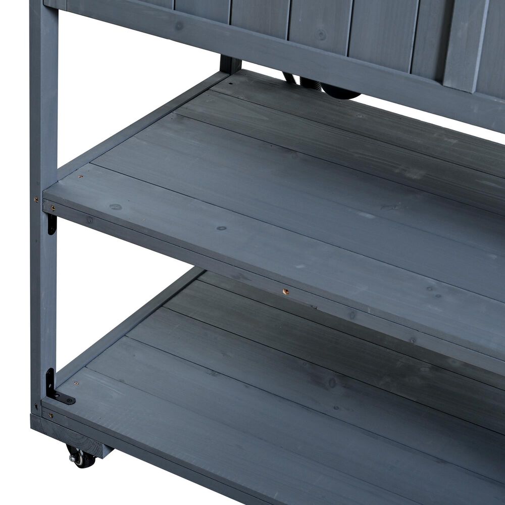 HOMLUX 41.7'' Outdoor Rolling Kitchen Island in Gray, , large