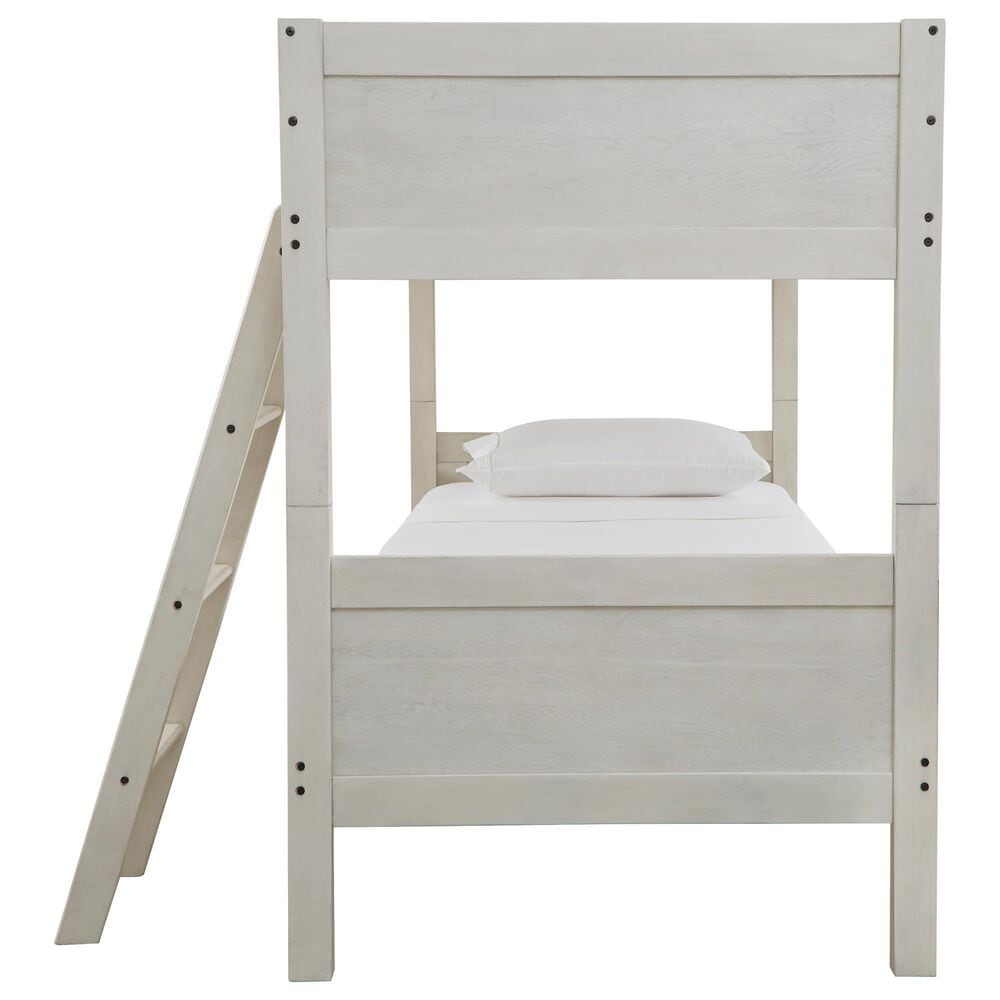 Ashley Robbinsdale Twin over Twin Bunk Bed with Ladder in Antique White, , large