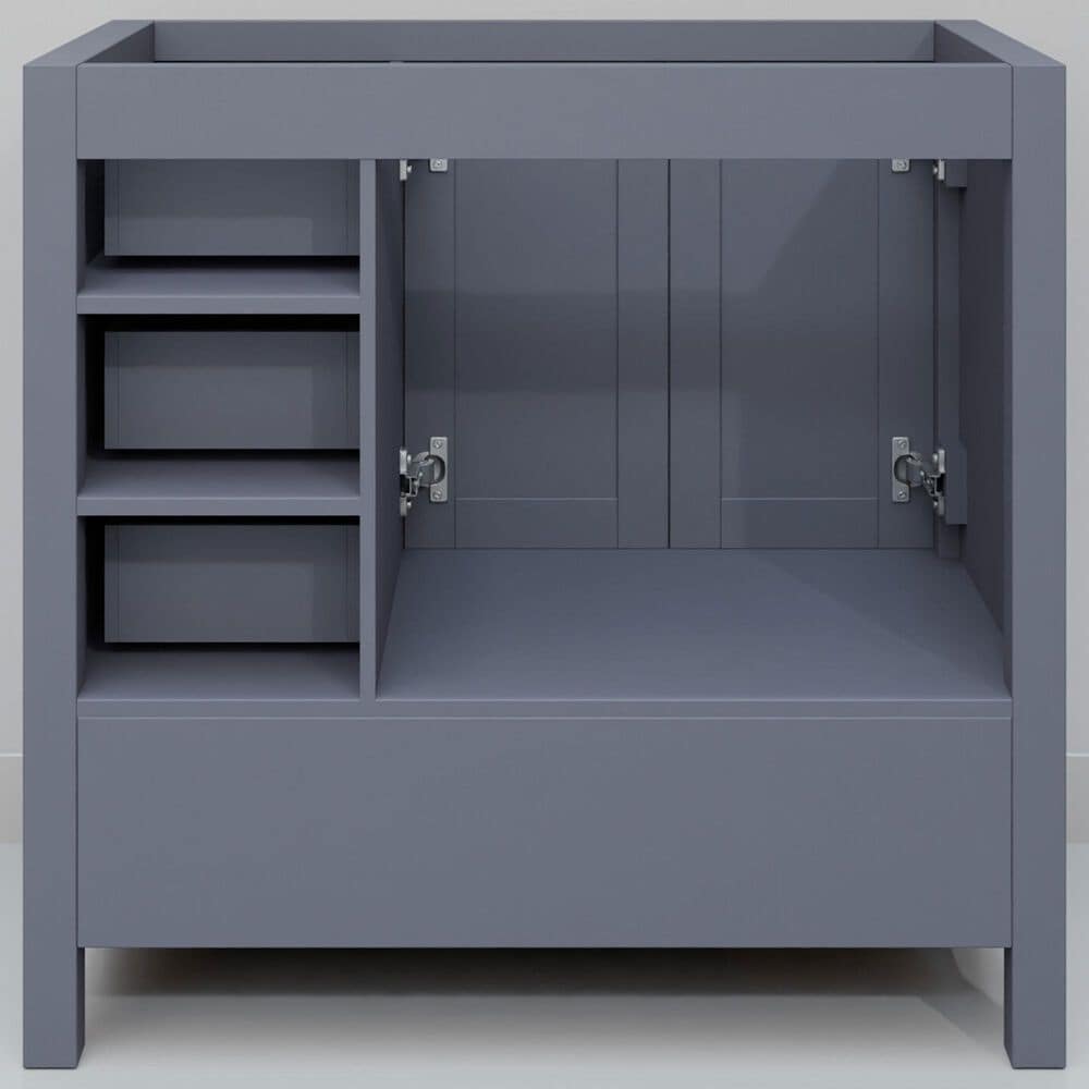 Lexora Home Jacques 36" Left Offset Single Bathroom Vanity in Dark Grey with 2 cm White Quartz Top and Rectangular Sink, , large