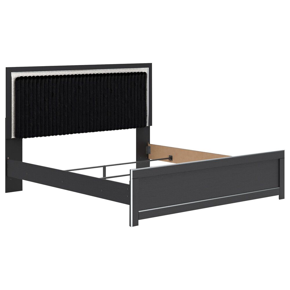 Ashley Zuraleus King Upholstered Panel Bed with Two Nightstands in Matte Black, , large