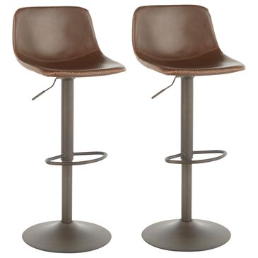 Lumisource Duke Adjustable Barstool in Brown (Set of 2), , large