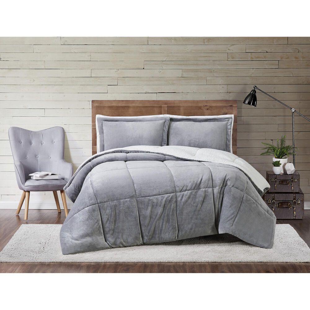 Pem America Truly Soft Cuddle Warmth 3-Piece King Comforter Set in Grey, , large