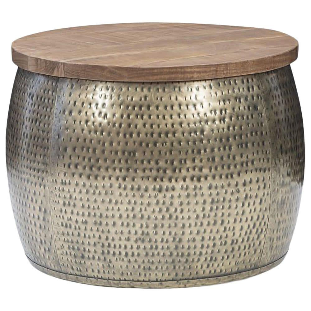 Gold Drum Coffee Table With Storage / Round Coffee Table Drum Shaped