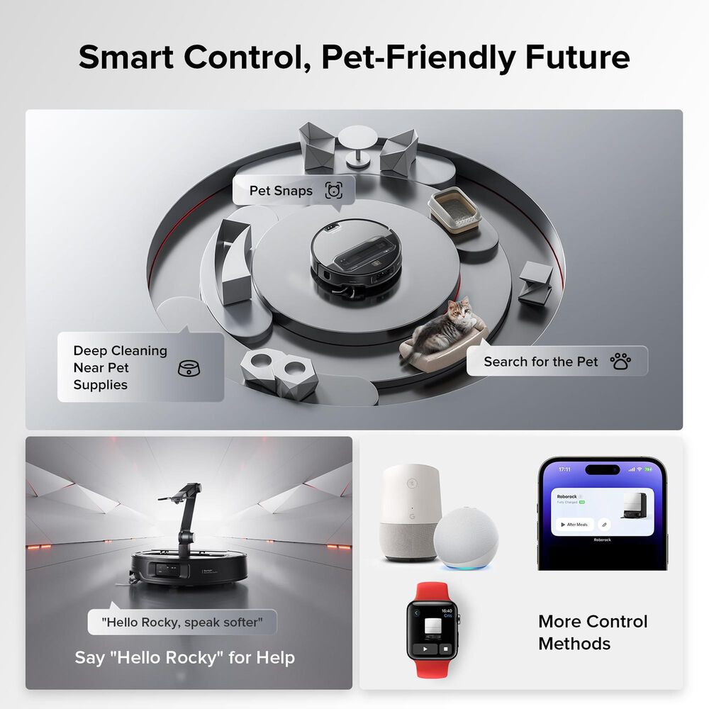 Roborock Saros Z70 Robot Vacuum and Mop with OmniGrip Mechanical Arm in Silver, , large