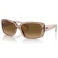 Ray-Ban Rectangular Sunglasses with Brown Lenses in Polished Transparent Brown, , large