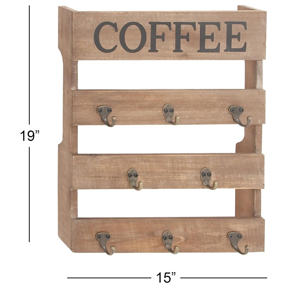Maple and Jade 15&quot; x 19&quot; Wall Hook in Natural Brown and Grey, , large