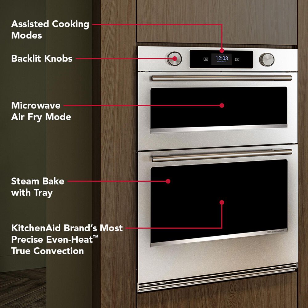 KitchenAid 2-Piece Kitchen Package with PrintShield Stainless Steel 30" Smart Combination Wall Oven and Stainless Steel 30" Gas Cooktop, , large