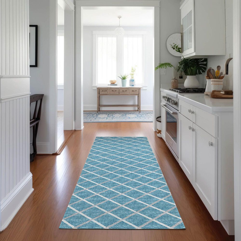 Dalyn Rug Company York 2&#39;3&quot; x 7&#39;6&quot; Sky Blue Indoor/Outdoor Runner, , large