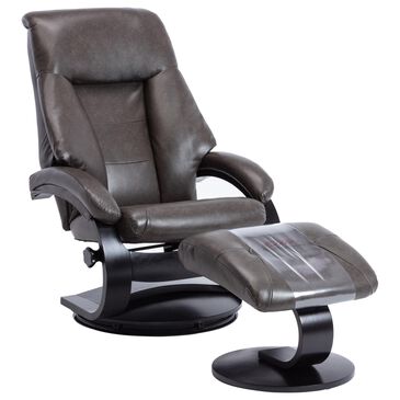 Tiddal Home Mandal Manual Recliner and Ottoman in Black, , large