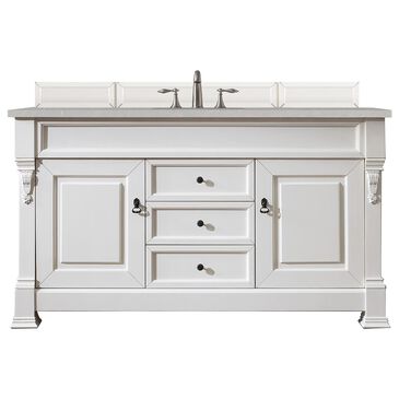 James Martin Brookfield 60" Single Bathroom Vanity in Bright White with 3 cm Eternal Serena Quartz Top and Rectangle Sink, , large