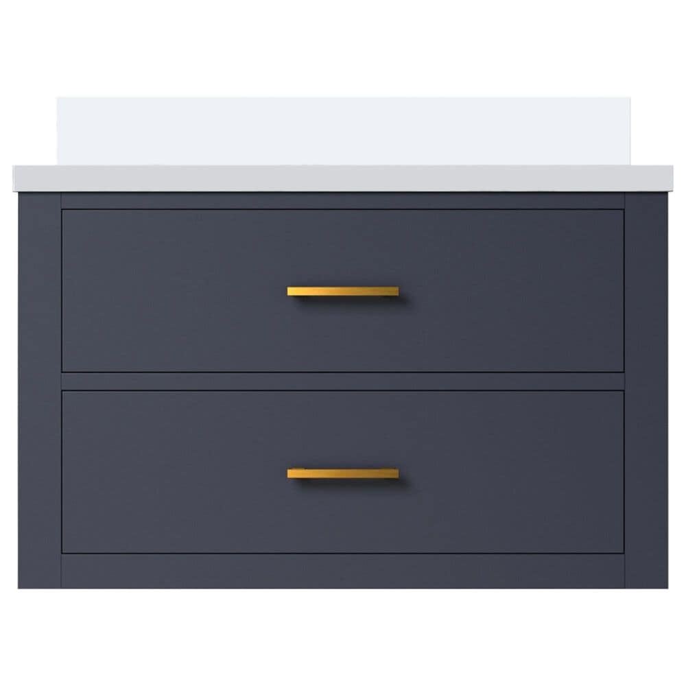 Lexora Home Castor 30&quot; Single Bathroom Vanity in Blue with 2 cm White Cultured Marble Top and Rectangular Sink, , large