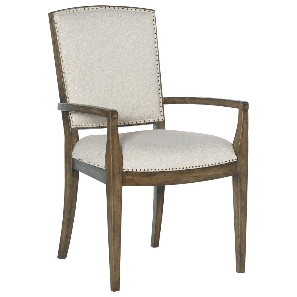 Hooker Furniture Sundance Carved Back Arm Chair with Beige Cushion in Cliffside, , large