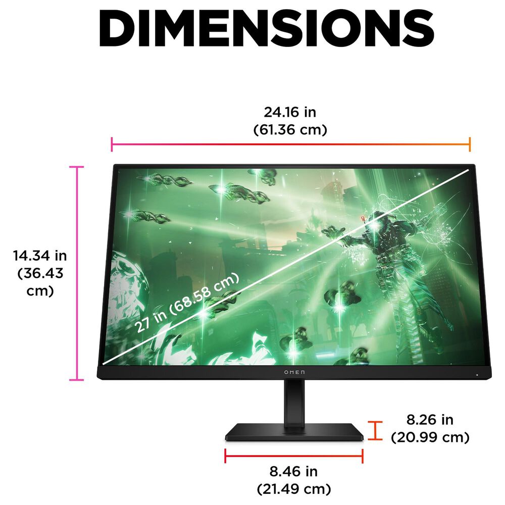 HP Omen 27&quot; QHD 165Hz Gaming Monitor in Black, , large