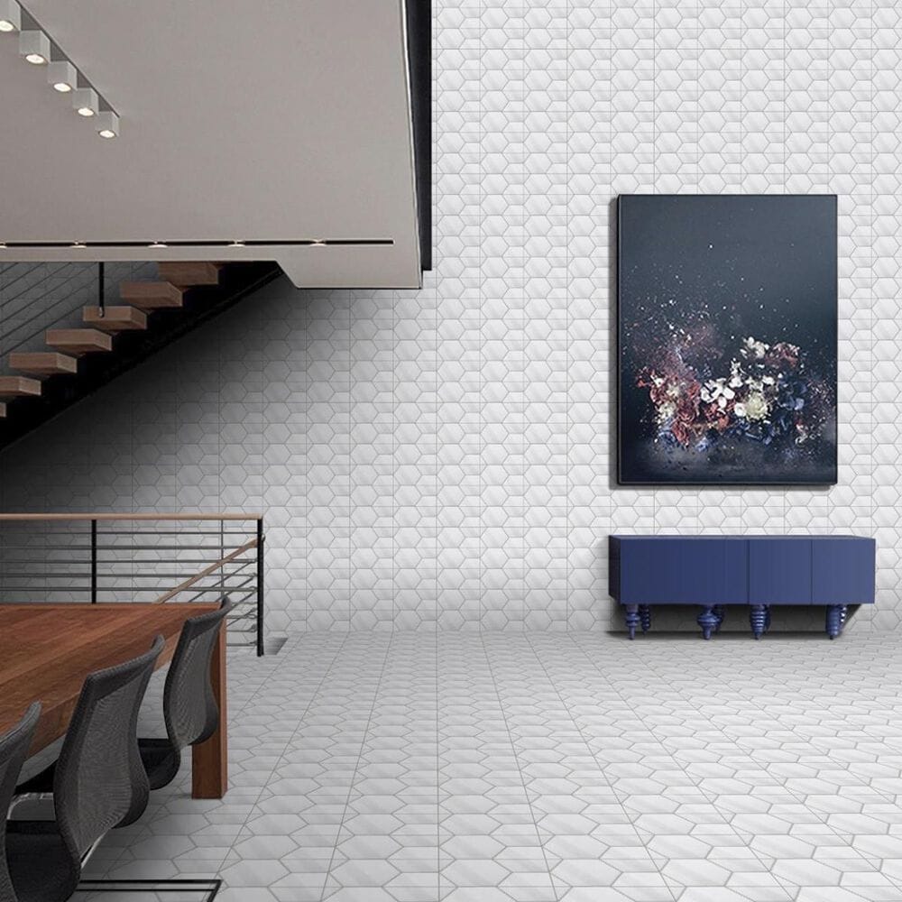 Emser Code White 6" x 7" Hexagon Smooth Ceramic Tile, , large