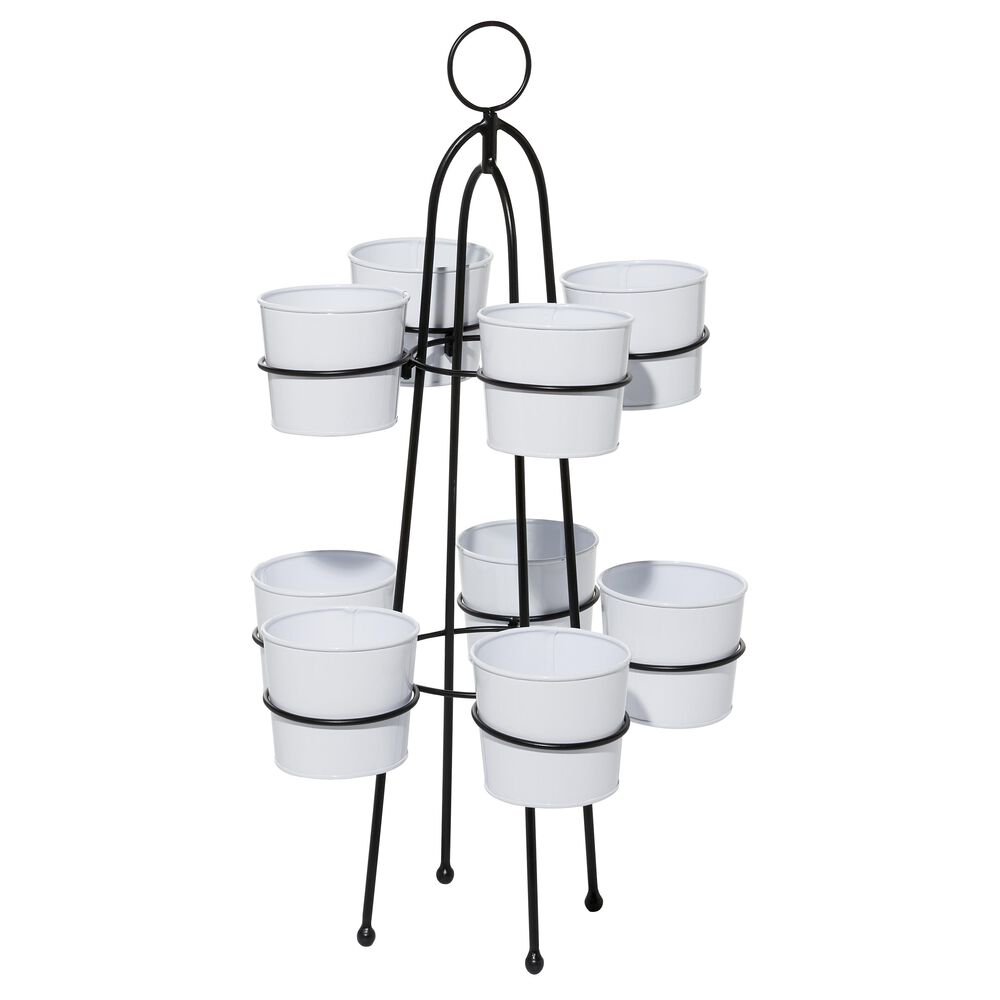 Maple and Jade Farmhouse Metal Planter White Set of 9, , large