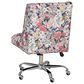 Linon Home Decor Draper Office Chair with Navy Floral Cushion in Silver, , large