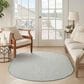 Nourison Courtyard Ivory and Aqua 5" x 8" Oval Indoor/Outdoor Area Rug, , large