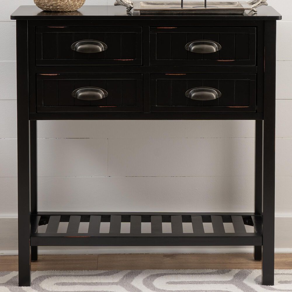 Linon Home Decor Blume 4-Drawer Console in Antique Black, , large