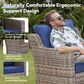 Hearth and Haven Outdoor Sofa with Cushions and Gray Wicker in Blue, , large