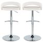 LumiSource Grotto Swivel Adjustable Bar Stool with White Faux Leather Upholstery in Chrome (Set of 2), , large