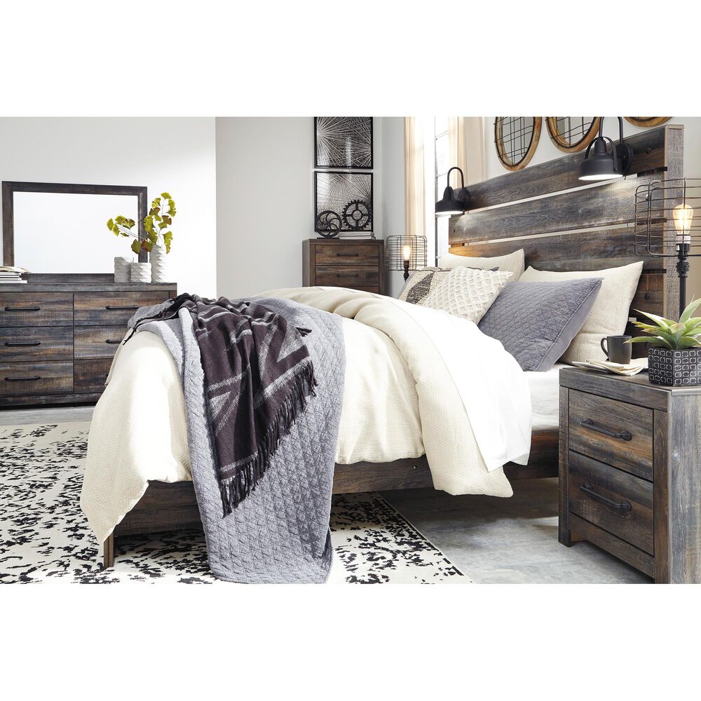 Signature Design by Ashley Drystan King Panel Headboard in Rustic Brown, , large