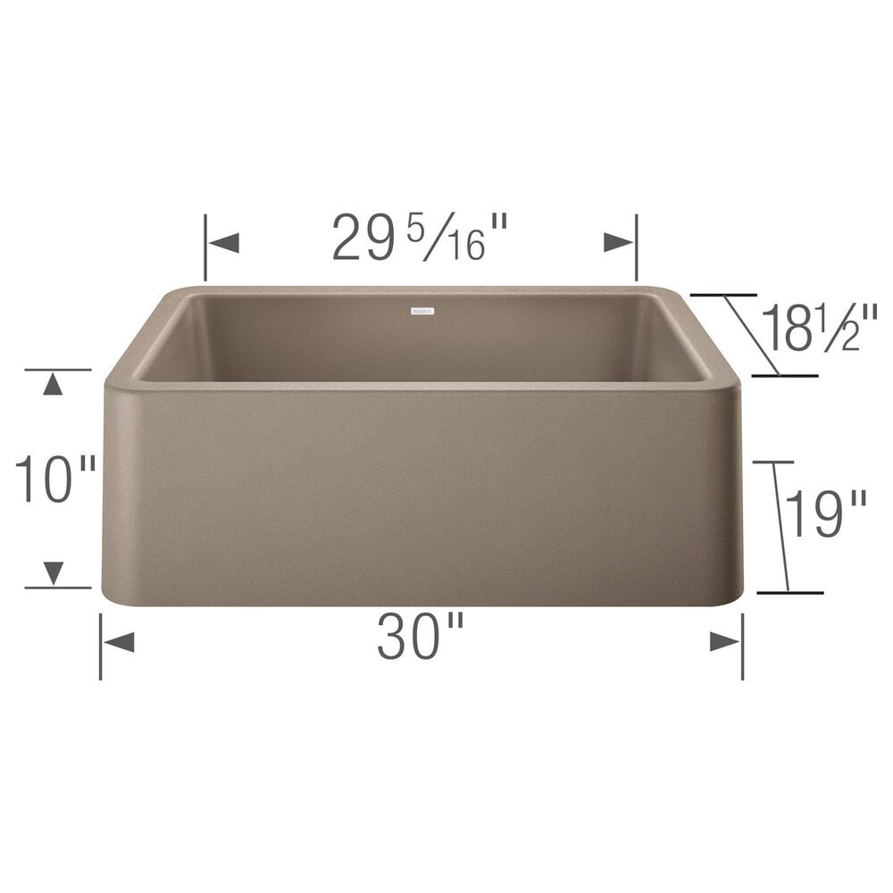 Blanco Ikon 30&quot; Apron Single Bowl Farmhouse Sink in Truffle, , large