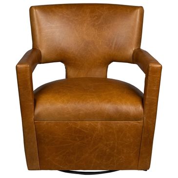 Lexington Home Brands Woodside Leather Swivel Chair in Brown, , large