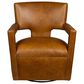 Lexington Home Brands Woodside Leather Swivel Chair in Brown, , large