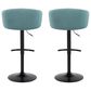 LumiSource Claire Swivel Adjustable Barstool with Light Blue Velvet Upholstery in Black (Set of 2), , large