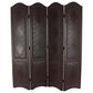 Maple and Jade Traditional Faux Leather Covering Room Divider Screen in Brown, , large