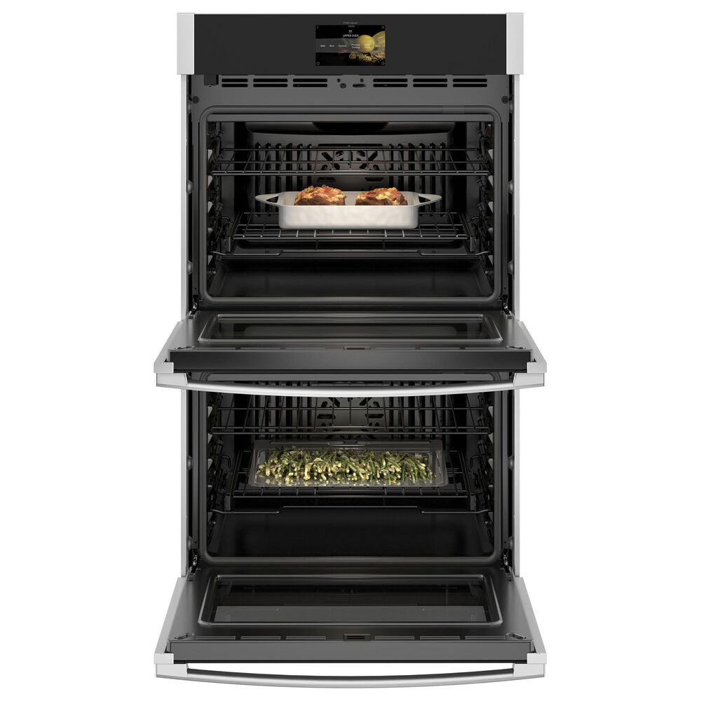GE Profile 2-Piece Kitchen Package with Stainless Steel 30&quot; Smart Built-In Convection Double Wall Oven and 30&quot; Electric Cooktop in Black, , large