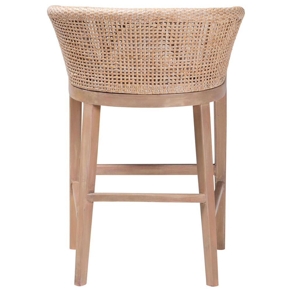 Baxton Studio Papua Counter Stool in Antique White Wash and Light brown, , large