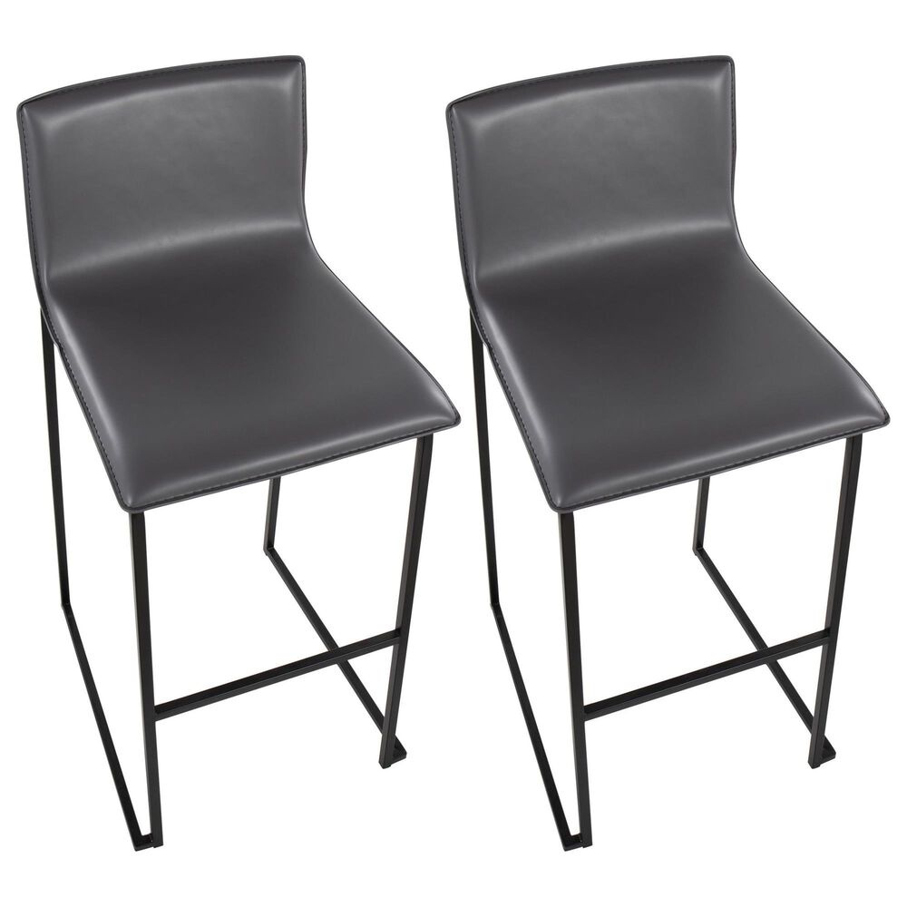 Lumisource Mara Barstool with Grey Cushion in Black &#40;Set of 2&#41;, , large