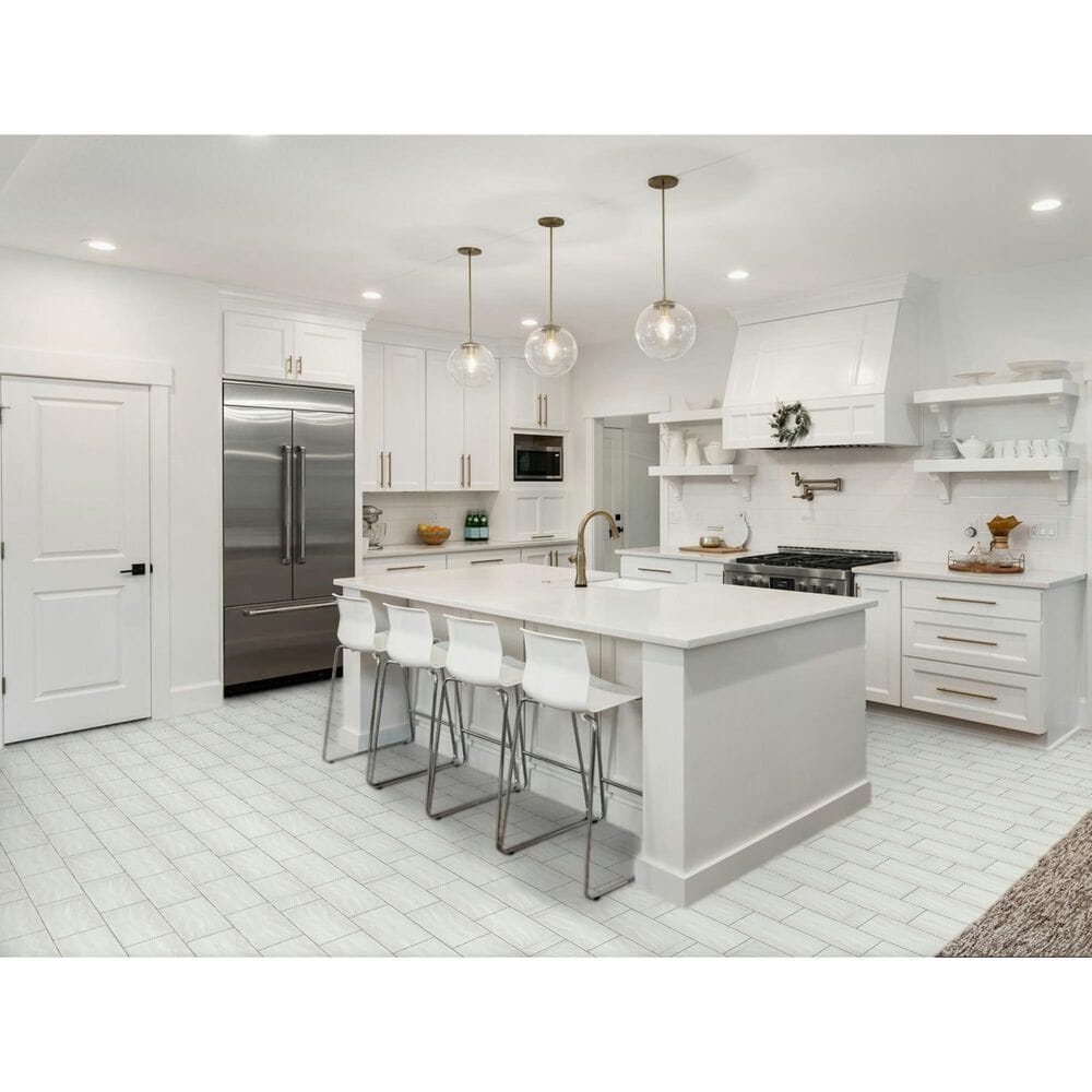 Emser Eclissi White 5" x 5" Star Glazed Porcelain Tile, , large