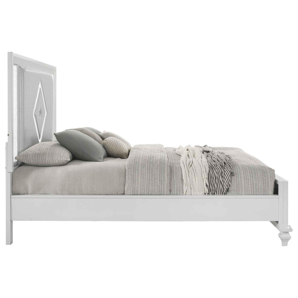 New Heritage Design Stardust Queen Panel Bed in White and Silver, , large