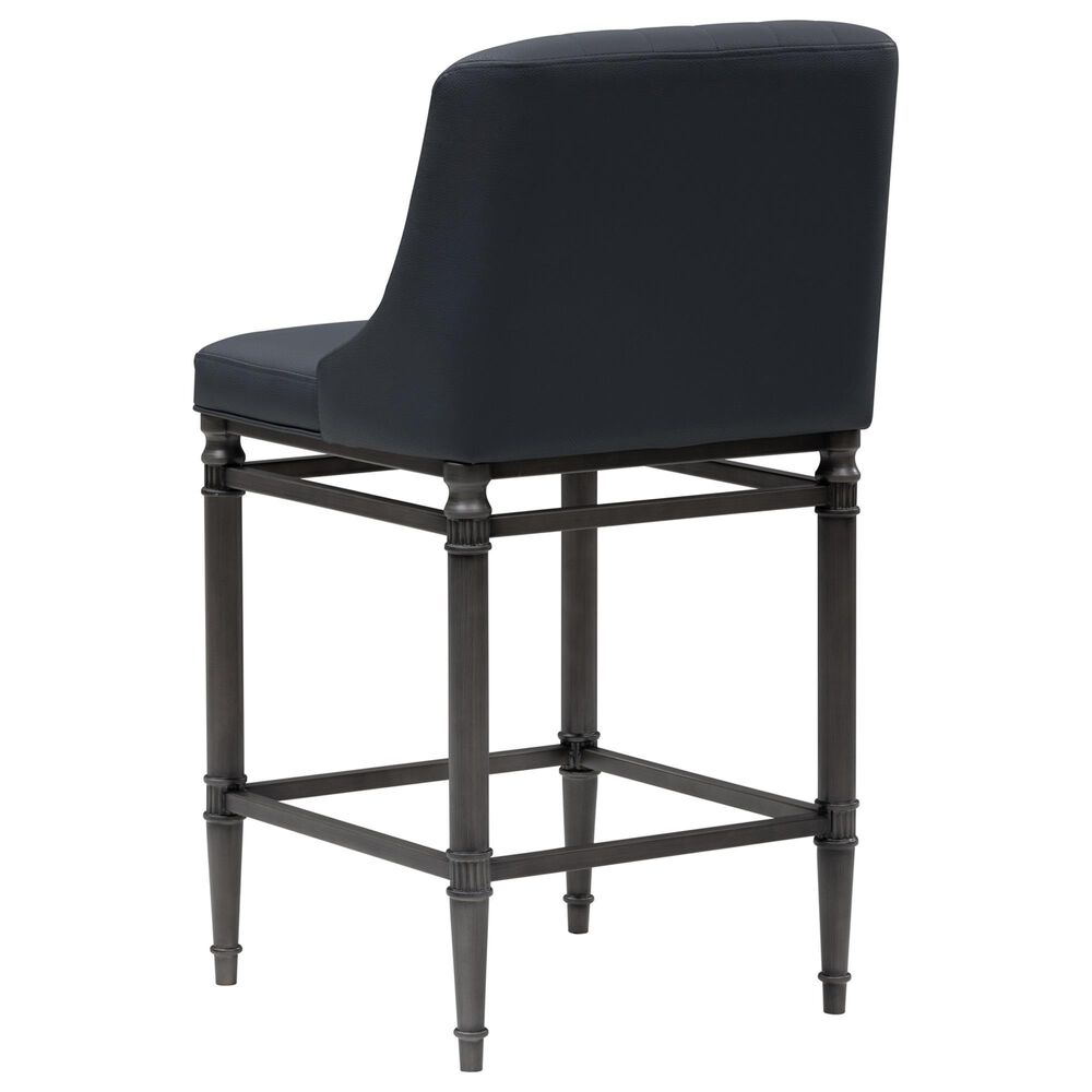 Armen Living Marvin Counter Height Stool with Night Life Blue Upholstery in Antique Pewter, , large