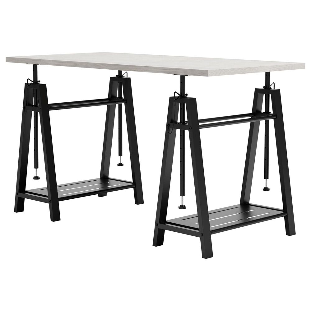 Ashley Bayflynn Adjustable Height Desk in Gunmetal and Whitewashed, , large