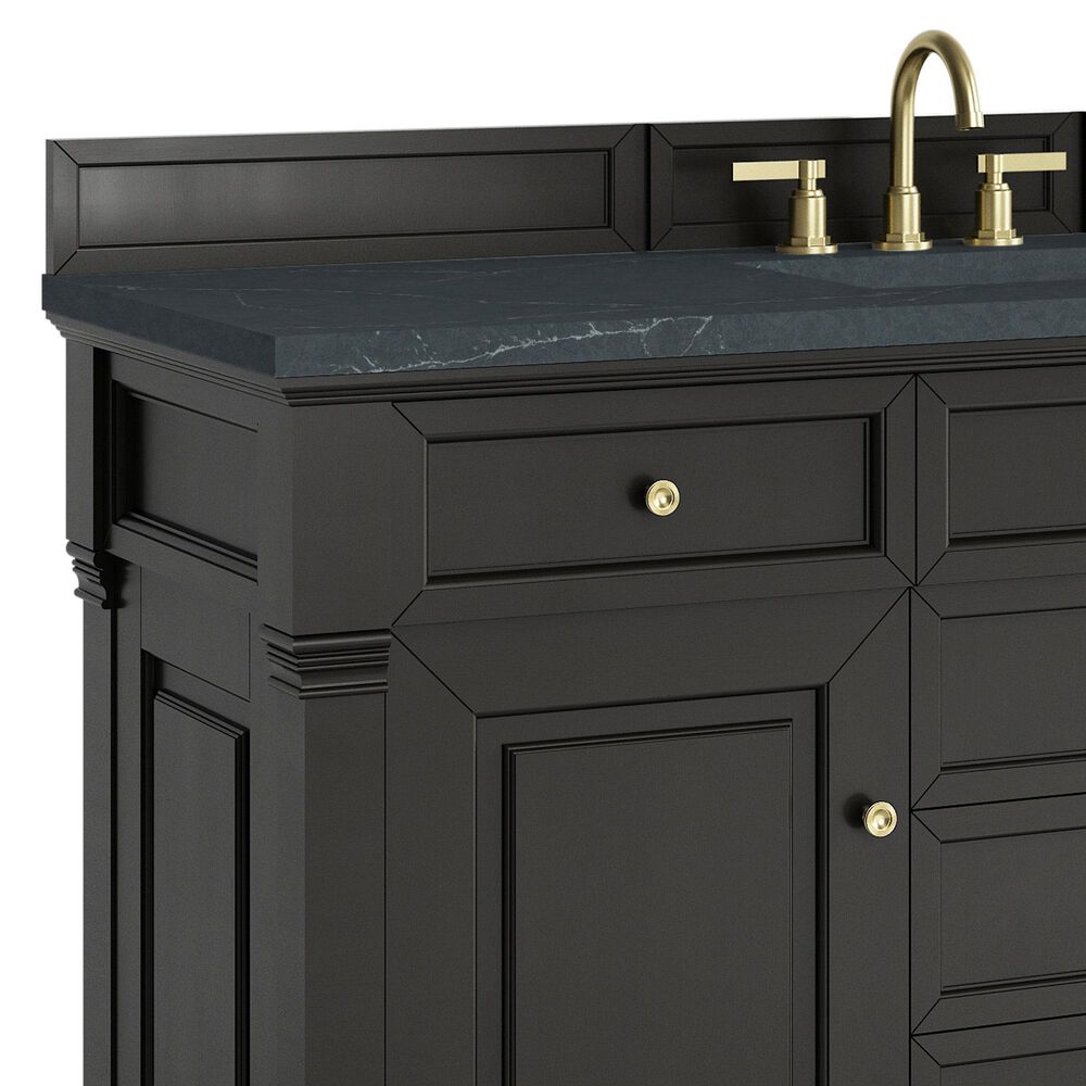 James Martin Vanities Brookfield 60&quot; Single Bathroom Vanity in Black Onyx with 3 cm Charcoal Soapstone Quartz Top and Rectangular Sink, , large